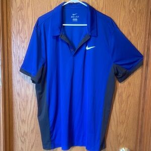 Nike Men's Royal Blue and Black Polo Shirt